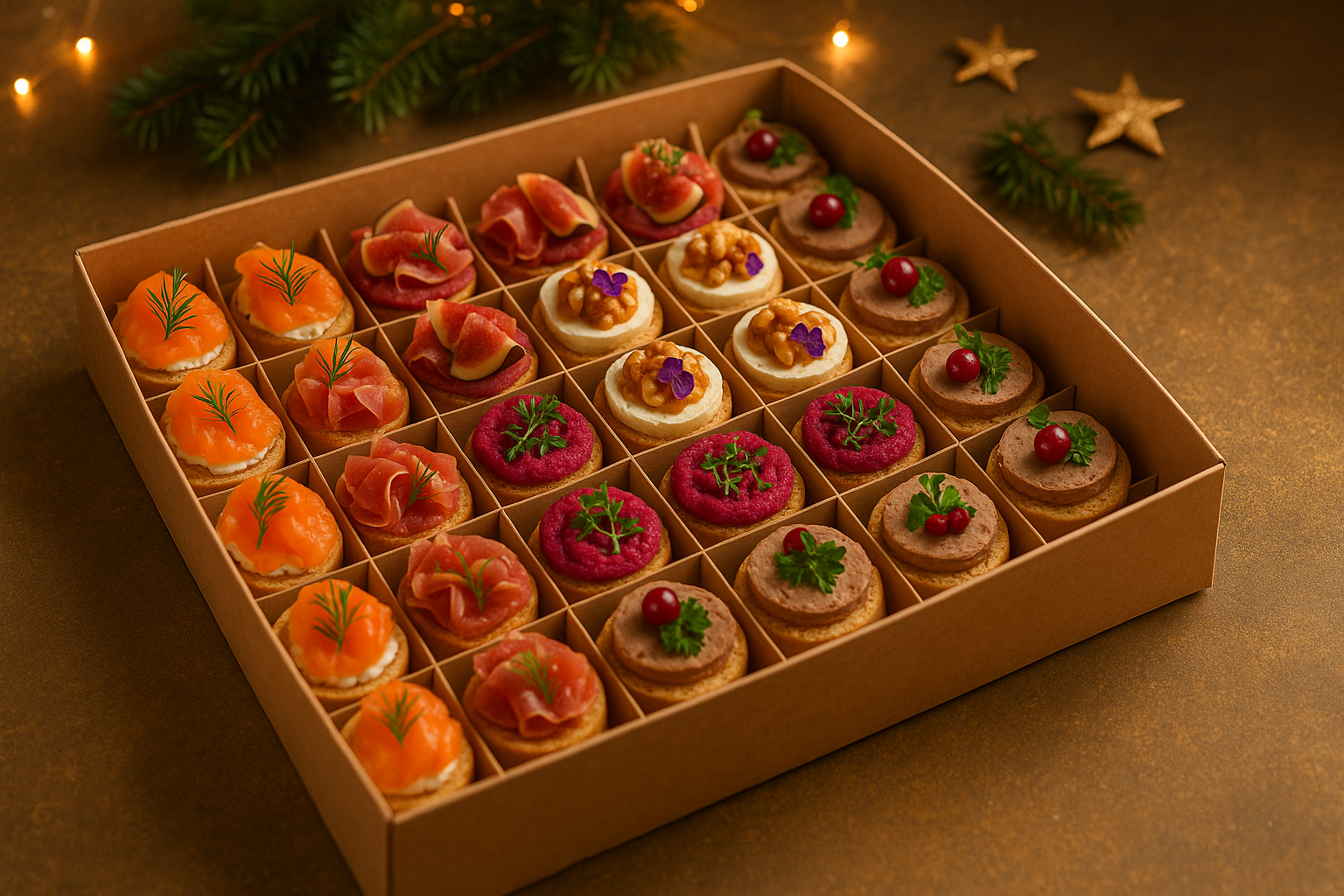 Festive Canape Box (80x canapes total, 5x flavours)