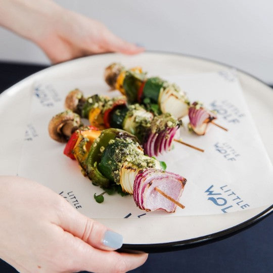 Mediterranean vegetable kebab, basil pesto nga, vg